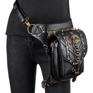 Unisex Punk Rivet Skull Waist Bag