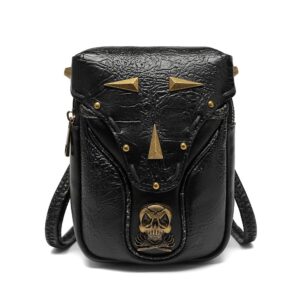 Unisex Steampunk Skull Studded Mini Bag