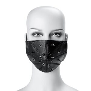 Unisex Steampunk Spikey Stitch Faux Leather Mask
