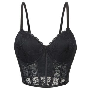 Women's Gothic Boned Lace Sheer Overbust Corset