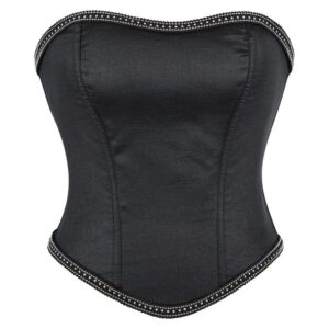 Women's Gothic Chain Edge Zipper Overbust Corset