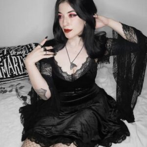 Women's Gothic Flared Sleeved Lace-up Cape