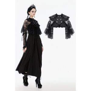 Women's Gothic Bouble-breasted Floral Lace Cape