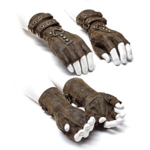 Men's Steampunk Belt Buckle Rivet Gloves Coffee