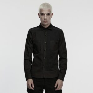 Men's Cyberpunk Ripped Turn-down Collar Shirt