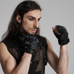 Men's Cyberpunk Spike Mesh Shell Gloves