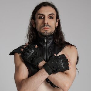 Men's Cyberpunk Studs Mesh Pad Gloves