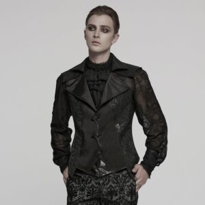 Men's Gothic Batlike Hem Jacquard Waistcoat