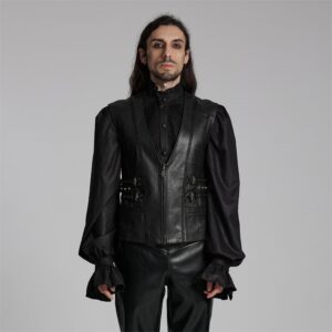 Men's Gothic Buckle-up Zip Eyelets Waistcoat