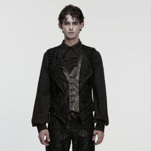 Men's Gothic Floral Embroidered Buckle-up Vest