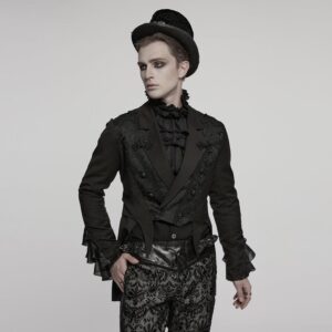 Men's Gothic Lapel Collar Frog Jacquard Coat