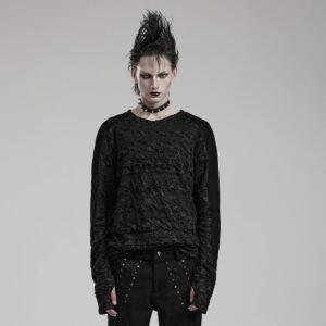 Men's Gothic Mesh Splice Long Sleeve Shirt