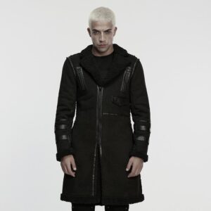 Men's Punk Asymmetric Plush Zip Jacket