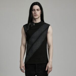 Men's Punk Asymmetric Zipper Tank Top