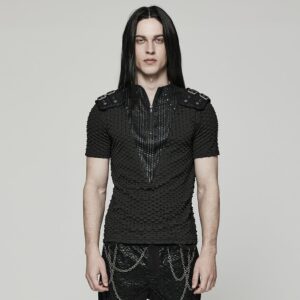 Men's Punk Bubble Buckle Zipper T-shirt