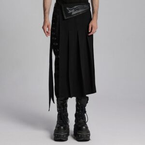 Men's Punk Buckle-up Strap Skirt