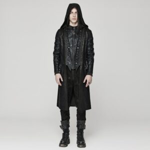 Men's Punk Crackled Mesh Splice Coat