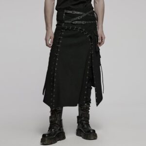 Men's Punk Irregular Lace-up Mesh Splice Kilt