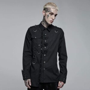 Men's Punk Irregular Skull Buckle Shirt