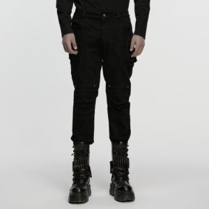 Men's Punk Pleated Rivet Pants