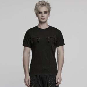 Men's Punk Pocket Denim T-shirt