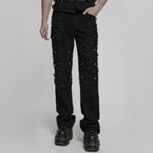 Men's Punk Ripped Straight Pants