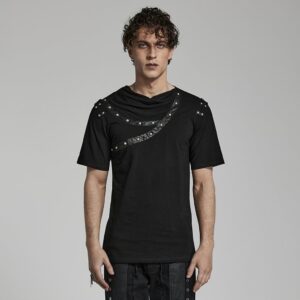 Men's Punk Ruched Collar T-shirt