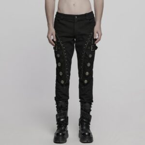 Men's Punk Skull Buckle Pants