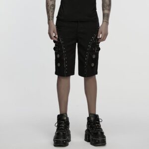 Men's Punk Skull Buckle Shorts