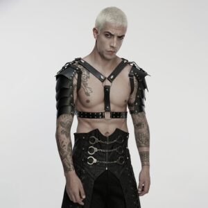 Men's Punk Skull Faux Leather Harness with Arm Guard