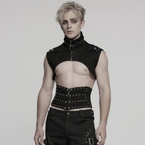 Men's Punk Skull Mesh Splice Lace-up Girdle