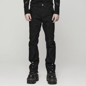 Men's Punk Spider Mesh Splice Pants