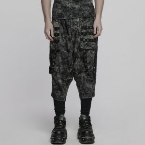 Men's Punk Tie-dyed Sagging Pants with Staps