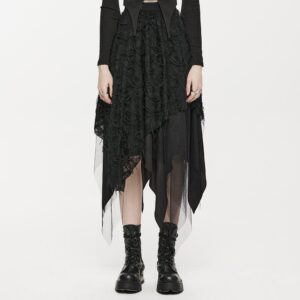 Women's Gothic Butterfly Ripped Irregular Hem Skirt