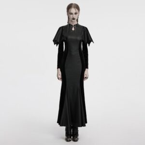 Women's Gothic Cheongsam Collar Batwing Fishtail Prom Dress