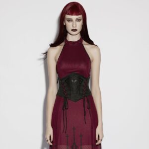 Women's Gothic Church Embroidered Hawk-moth Lace-up Underbust Corset