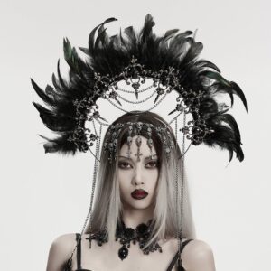Women's Gothic Cross&Skull Chained Feather Headwear