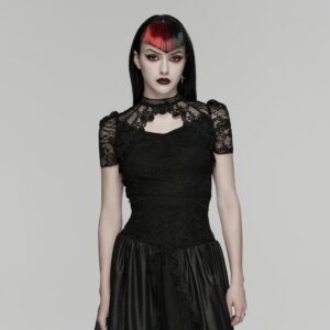 Women's Gothic Cutout Lace Short Sleeved Top