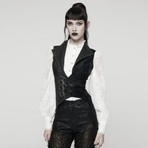 Women's Gothic Eyelet Buckle Lace-up Vest