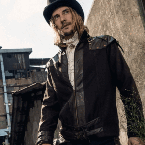 Steampunk Leather Epaulet Jacket