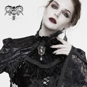 Gothic Jacquard Feather Rhinestone Velet Ties