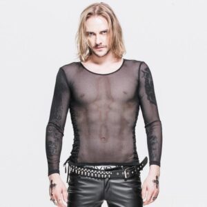 Men's Full Mesh String and Grommet Side Lacing Punk T Shirt