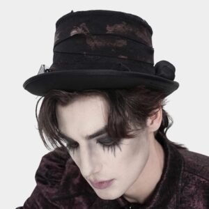 Men's Gothic Bandage-Wrapped Streamers Top Hat Black