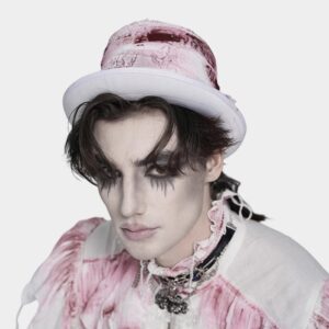 Men's Gothic Bandage-Wrapped Streamers Top Hat White