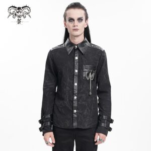 Men's  Gothic Chain Buckle-up Shirt