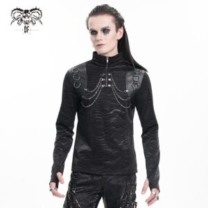 Men's Gothic Chain Rings Stand Collar Sweatershirt