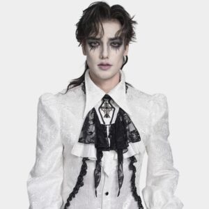 Men's Gothic Cross Beaded Neckwear White
