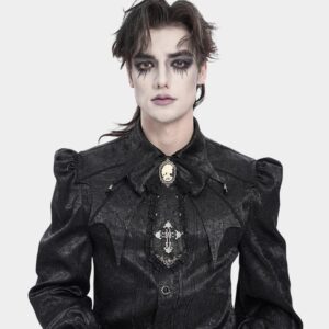 Men's Gothic Cross Lace Ruffled Neckwear Black