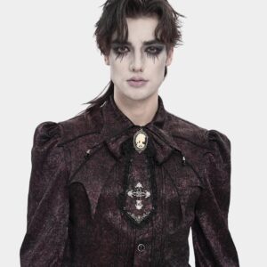 Men's Gothic Cross Lace Ruffled Neckwear Red