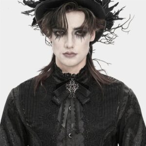 Men's Gothic Cross Layered Bowknot Neckwear Black